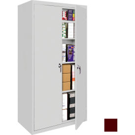 Storage Cabinet, 5 Fixed Shelves, 48"W x 24"D x 78"H, Wine Red, All-Welded