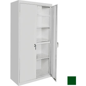 Storage Cabinet, 4 Adjustable Shelves, 24"W x 18"D x 72"H, Leaf Green, All-Welded