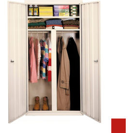 All-Welded Wardrobe Cabinet, 42"W x 24"D x 72"H, Red