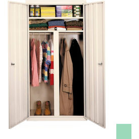 All-Welded Wardrobe Cabinet, 42"W x 24"D x 72"H, Pastel Green