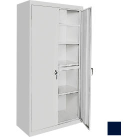 Storage Cabinet, 4 Adjustable Shelves, 24"W x 18"D x 72"H, Navy Blue, All-Welded