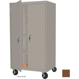 Mobile Storage Cabinet, 48"W x 24"D x 78"H, Walnut, All-Welded
