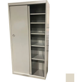 Sliding Door Storage Cabinet, 36"W x 21"D x 72"H, Putty, All-Welded