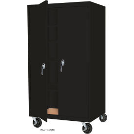 Mobile Storage Cabinet, 48"W x 24"D x 78"H, Black, All-Welded