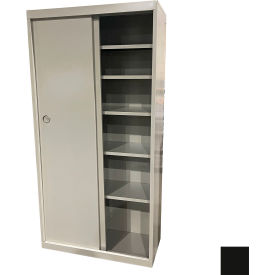 Sliding Door Storage Cabinet, 36"W x 21"D x 72"H, Black, All-Welded