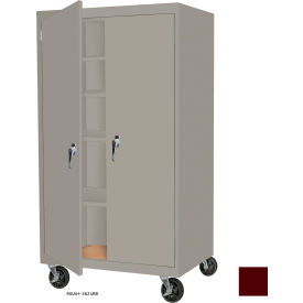 Mobile Storage Cabinet, 48"W x 24"D x 78"H, Wine Red, All-Welded