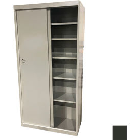 Sliding Door Storage Cabinet, 36"W x 21"D x 72"H, Charcoal, All-Welded
