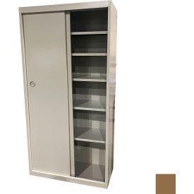 Sliding Door Storage Cabinet, 36"W x 21"D x 72"H, Tropic Sand, All-Welded