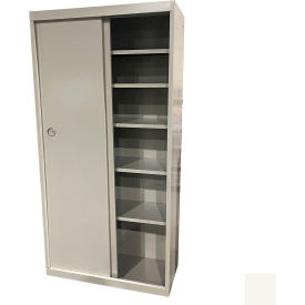 Sliding Door Storage Cabinet, 36"W x 21"D x 72"H, White, All-Welded