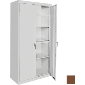 Storage Cabinet, 4 Adjustable Shelves, 24"W x 18"D x 72"H, Walnut, All-Welded