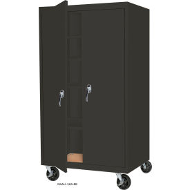 Mobile Storage Cabinet, 48"W x 24"D x 78"H, Charcoal, All-Welded