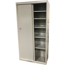 Sliding Door Storage Cabinet, 36"W x 21"D x 72"H, Dove Gray, All-Welded