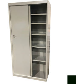 Sliding Door Storage Cabinet, 36"W x 21"D x 72"H, Hunter Green, All-Welded
