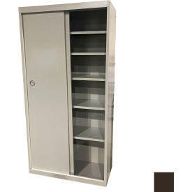 Sliding Door Storage Cabinet, 36"W x 21"D x 72"H, Espresso, All-Welded