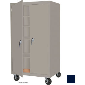 Mobile Storage Cabinet, 48"W x 24"D x 78"H, Navy Blue, All-Welded