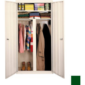 All-Welded Wardrobe Cabinet, 42"W x 24"D x 72"H, Leaf Green