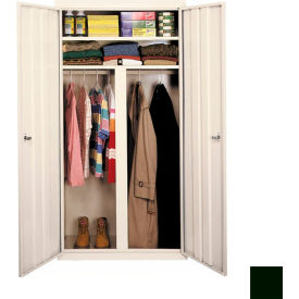 All-Welded Wardrobe Cabinet, 42"W x 24"D x 72"H, Hunter Green
