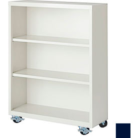 Bookcase, Assembled, 36W x 18D x 45H, Navy Blue
