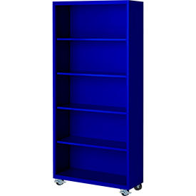 Bookcase, Assembled, 36W x 18D x 75H, Blue