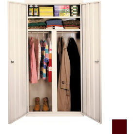 All-Welded Wardrobe Cabinet, 42"W x 24"D x 72"H, Wine Red