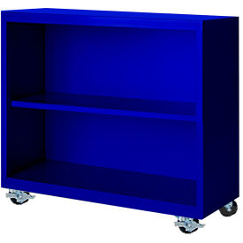 Bookcase, Assembled, 36W x 18D x 33H, Blue