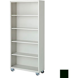 Bookcase, Assembled, 36W x 18D x 75H, Hunter Green
