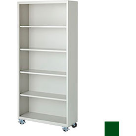 Bookcase, Assembled, 36W x 18D x 75H, Leaf Green
