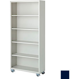 Bookcase, Assembled, 36W x 18D x 75H, Navy Blue