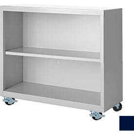 Bookcase, Assembled, 36W x 18D x 33H, Navy Blue