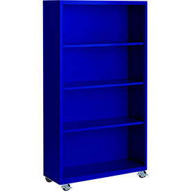 Bookcase, Assembled, 36W x 18D x 55H, Blue