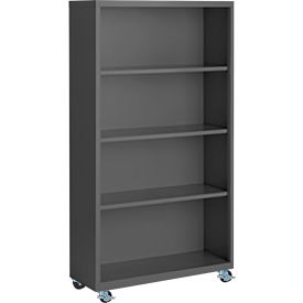 Bookcase, Assembled, 36W x 18D x 55H, Charcoal