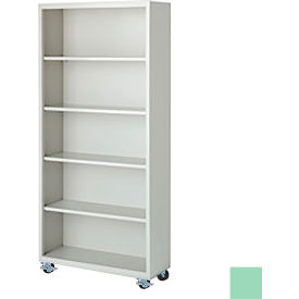 Bookcase, Assembled, 36W x 18D x 75H, Pastel Green