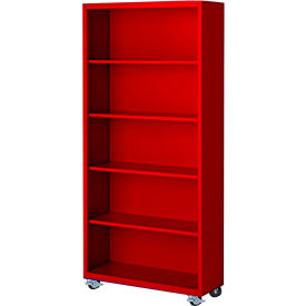Bookcase, Assembled, 36W x 18D x 75H, Red