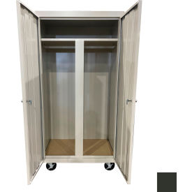 All-Welded Mobile Wardrobe Cabinet, 36"W x 24"D x 72"H, Charcoal