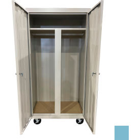 All-Welded Mobile Wardrobe Cabinet, 36"W x 24"D x 72"H, Denim Blue