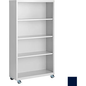 Bookcase, Assembled, 36W x 18D x 55H, Navy Blue