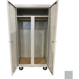 All-Welded Mobile Wardrobe Cabinet, 36"W x 24"D x 72"H, Gray