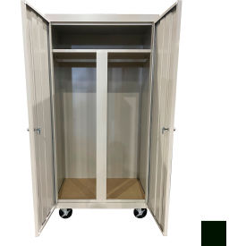 All-Welded Mobile Wardrobe Cabinet, 36"W x 24"D x 72"H, Hunter Green