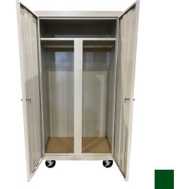 All-Welded Mobile Wardrobe Cabinet, 36"W x 24"D x 72"H, Leaf Green