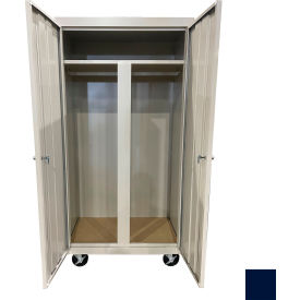 All-Welded Mobile Wardrobe Cabinet, 36"W x 24"D x 72"H, Navy Blue
