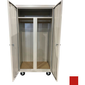 All-Welded Mobile Wardrobe Cabinet, 36"W x 24"D x 72"H, Red