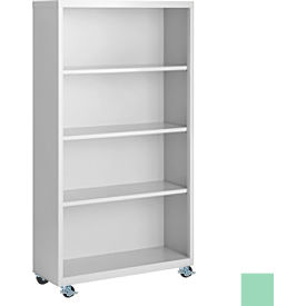 Bookcase, Assembled, 36W x 18D x 55H, Pastel Green