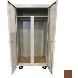 All-Welded Mobile Wardrobe Cabinet, 36"W x 24"D x 72"H, Walnut