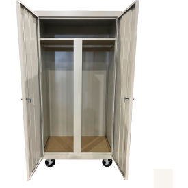 All-Welded Mobile Wardrobe Cabinet, 36"W x 24"D x 72"H, White