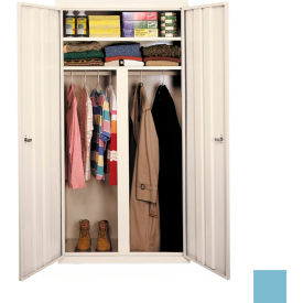 All-Welded Wardrobe Cabinet, 42"W x 24"D x 72"H, Denim Blue