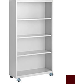 Bookcase, Assembled, 36W x 18D x 55H, Wine Red