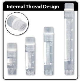 Cryogenic Vials Storage Box w/ Internally Threaded Caps, 5 ml Capacity, Pack of 500