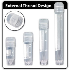 Cryogenic Vials Storage Box w/ Externally Threaded Caps, 1 ml Capacity, Pack of 500