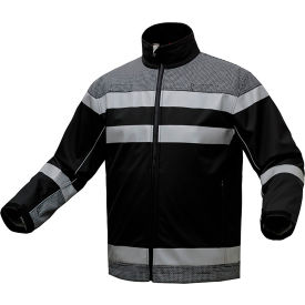 Enhanced Visibility Sweatshirt, Polyester, Class 3, Black, 4XL
