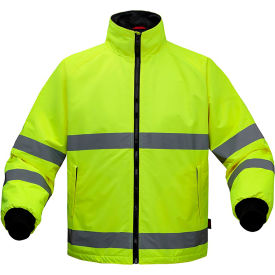 Waterproof Parka Jacket with Fleece Lining, Class 3, Lime, Medium